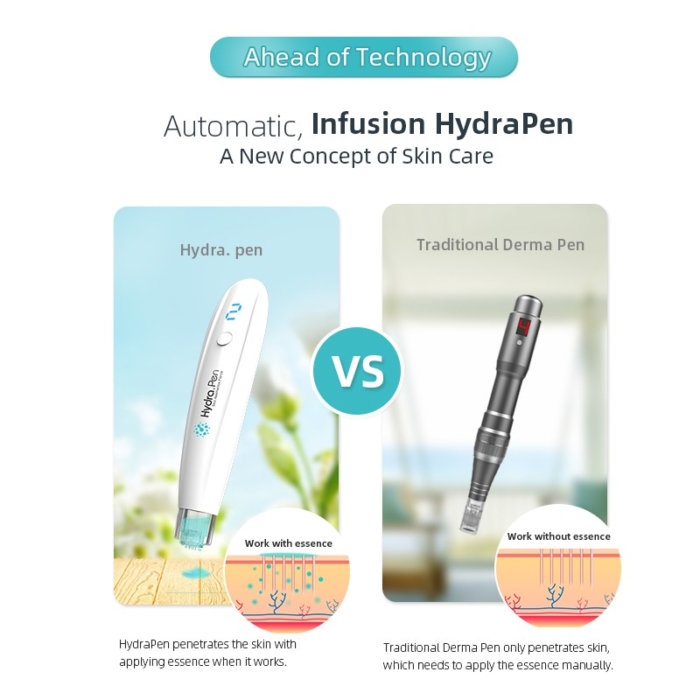 Hydra Pen 2 Wireless microneedling systeem met reservoir voor serum insluizen vergelijking met dermapen