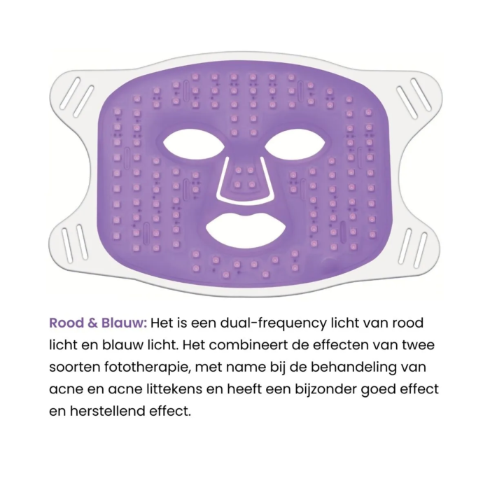 MedAes LED Masker LM01 voor behandelen van acne en acne littekens door rood en blauw licht.